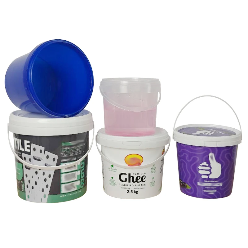 custom print round plastic bucket wholesale reusable food packaging bucket with lid Plastic Ghee Bucket