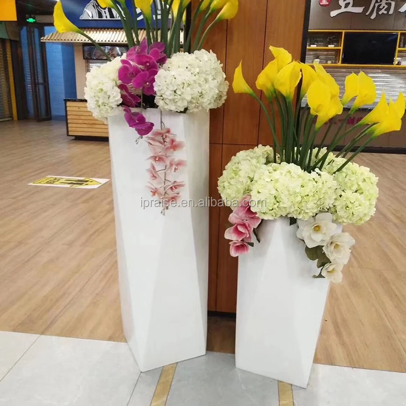 Modern home decor Metal tall outdoor large floor vase black and white plant pot