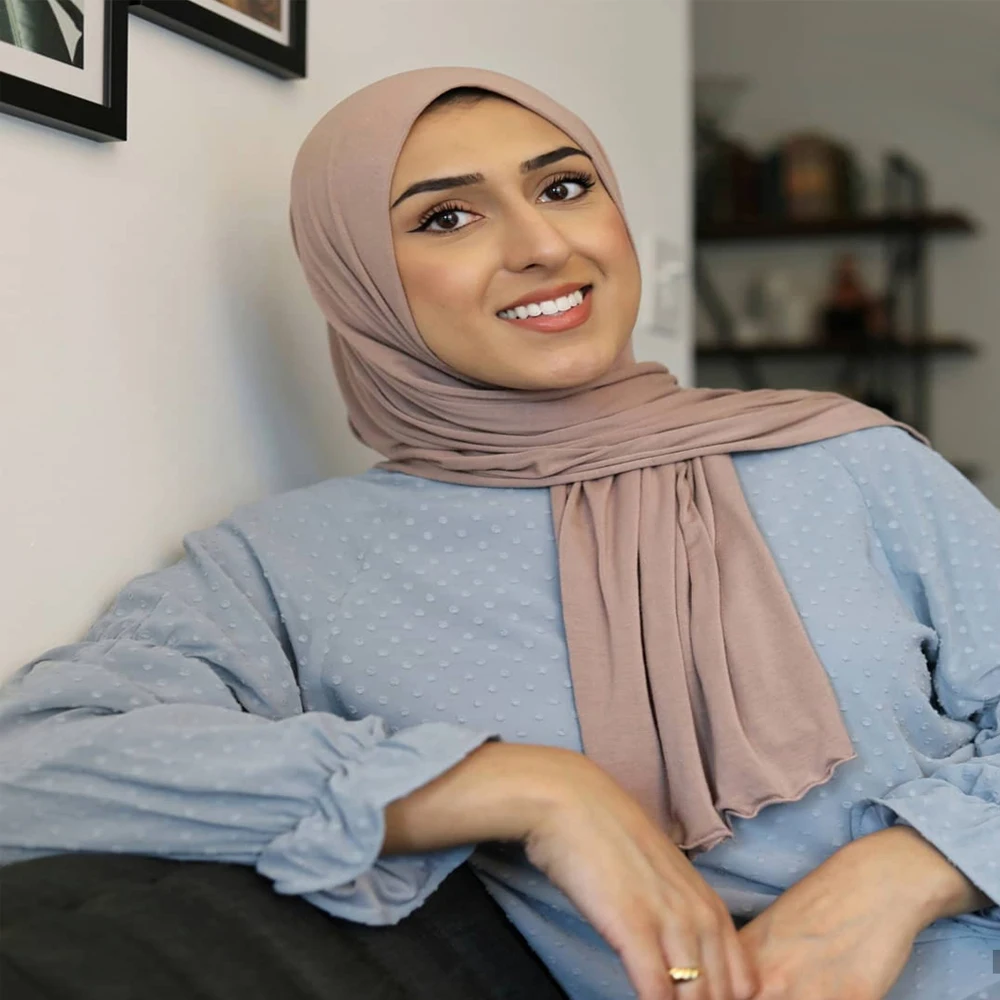 Netherlands Classic mix color rope  jersey scarf Stretchy Hijab Plain Head Scarves gold rope with Jersey Cotton Hijab