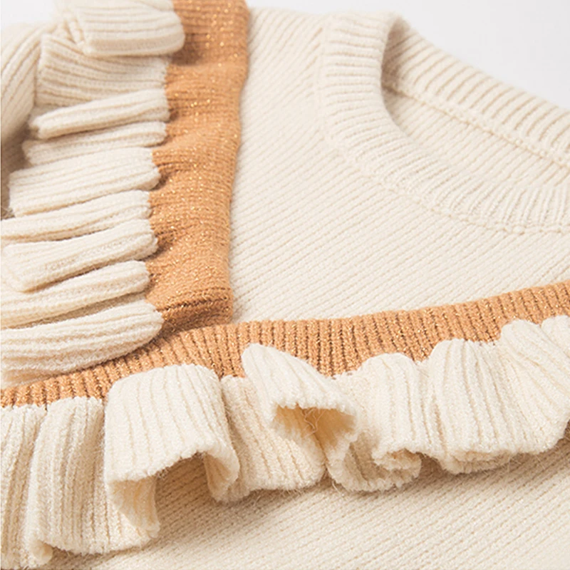
Wholesale latest new lovely children clothes comfortable cotton tops cute ruffle girls stylish knitted pullover sweater 