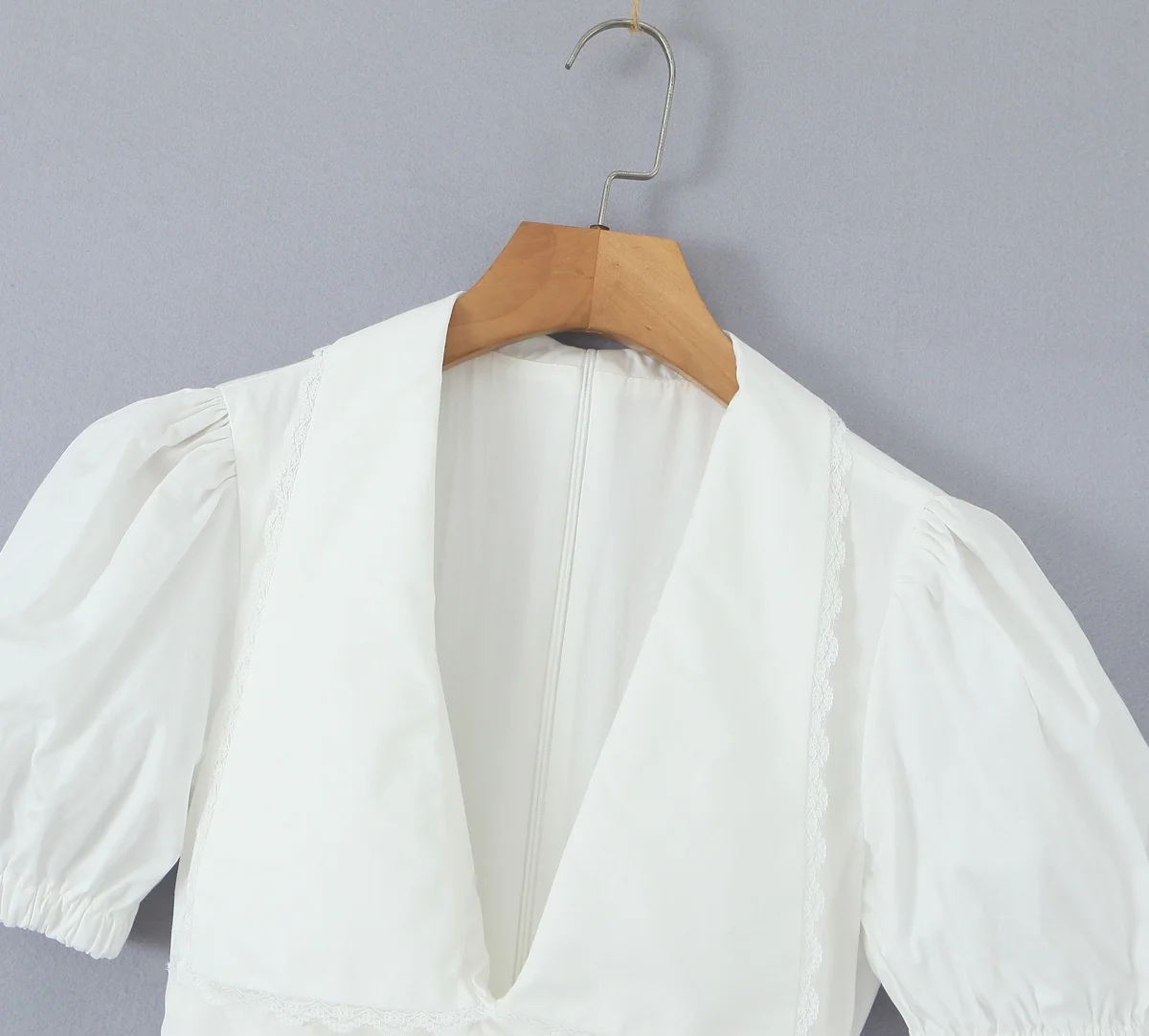 White color peter pan collar short sleeve back bow tie casual fashion women mini dress