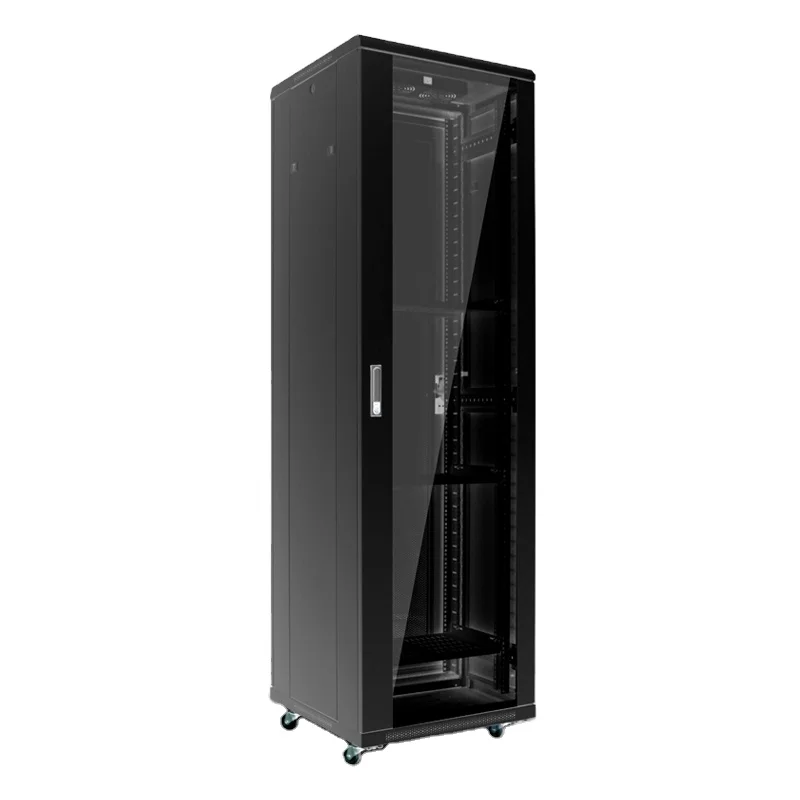 ningbo lepin factory customize black data internet 42u 19inch server rack cabinet networking accessories glass door price list