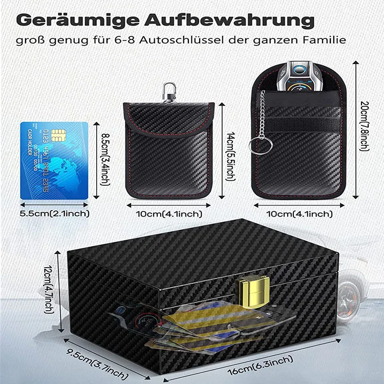 QQgift manufacturer custom Keyless go Protection Card Box Set Faraday Box with Faraday Pouch (2 Pack) Safety for Keyless Access