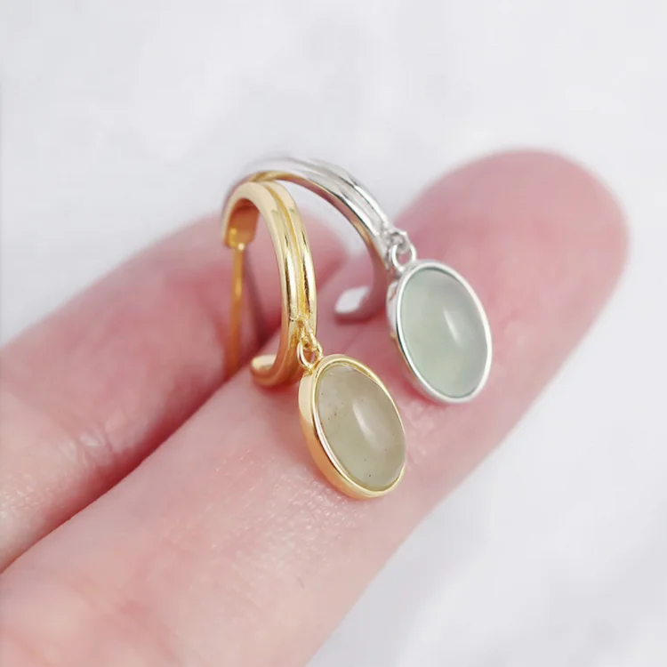 Bincho INS C-shaped Earring 18K Gold Plated Silver Plated Hoop 925 Sterling Silver Turquoise Stud Earrings Women Jewelry