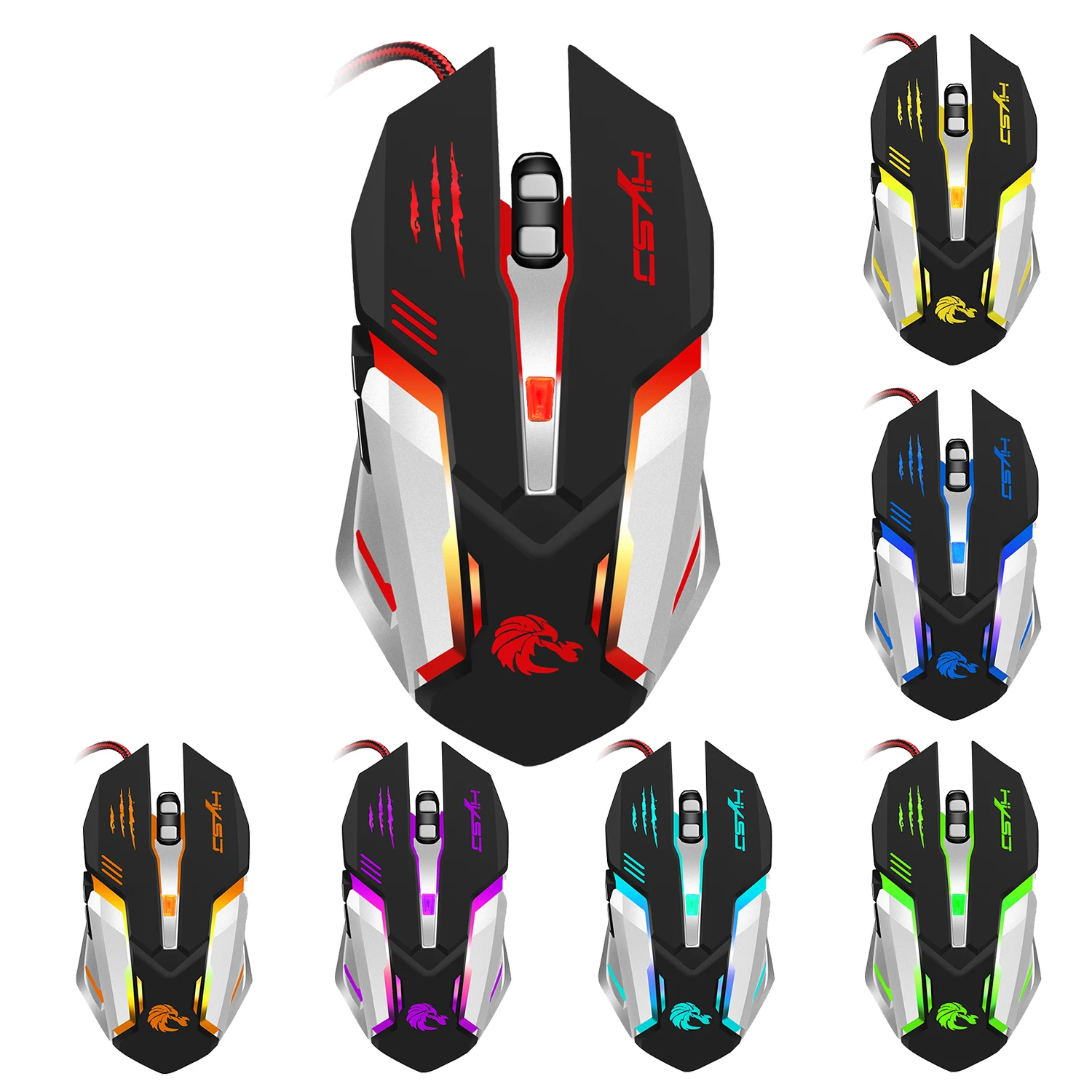 S100 gaming mouse with 7 bright colors LED backlit and ergonomics design for comfortable touch, long-term use without fatigue