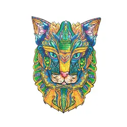 Wholesale High Quality Lion Natural Wooden Jigsaw Puzzle Animal Shaped Toys Puzzle Game  For Adults