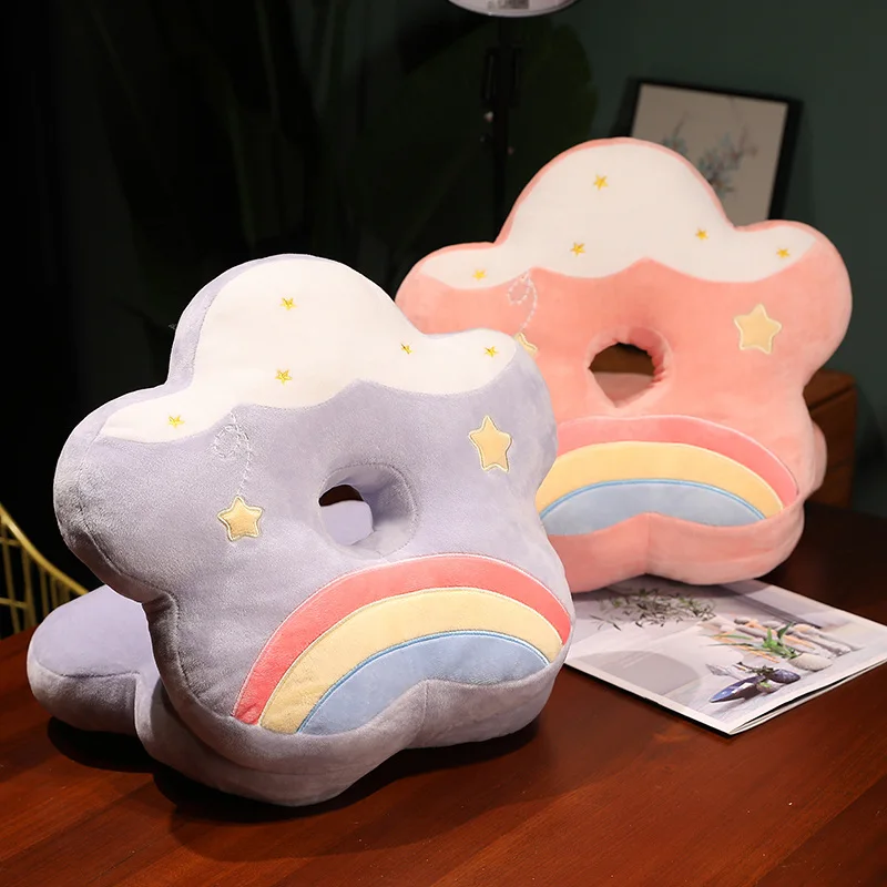 Custom Plush Cute Rainbow Colorful Hand Warmer Doll Stuffed Animal Toys Christmas Home Decorations Back Cushion Pillow Toy