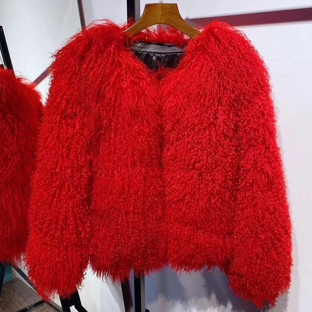 Fashion Design fur  Jacket  Real Mongolian Lamb Fur Coat  women  lamb fur  short coats