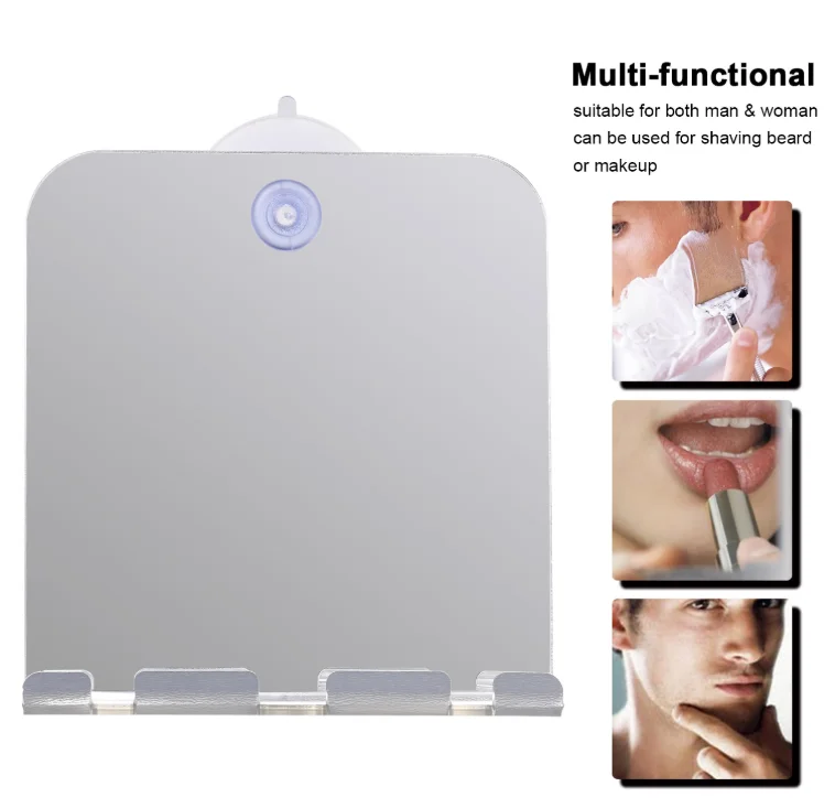 Bathroom Fogless Mirror for Beard Shaving Mirror with Holder Unbreakable