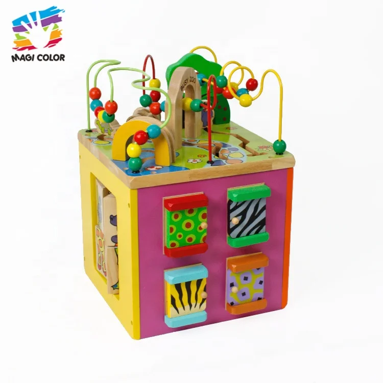 Ready To Ship intelligence wooden activity cube shanghai toy for toddlers W12D048B