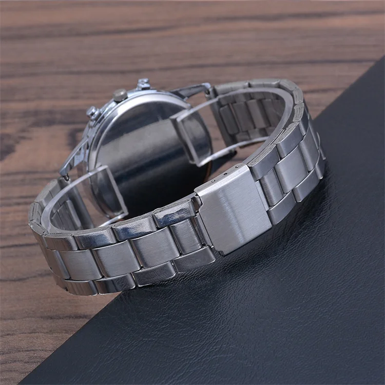 Прямые продажи с фабрики, черные и синие стеклянные часы с ремешком из нержавеющей стали, модный трендовый взрывобезопасный подарок, мужские часы, оптовая продажа