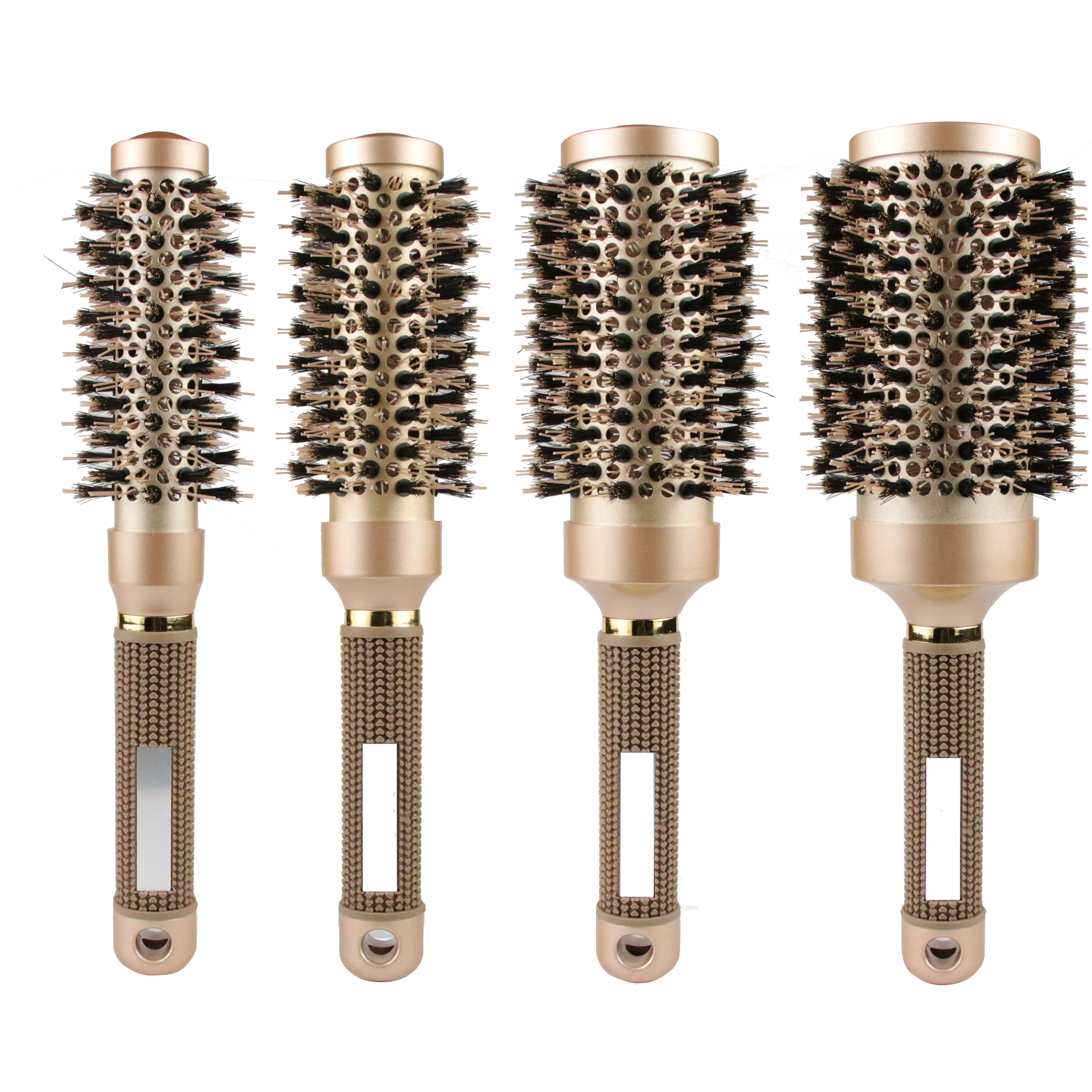 Round Boar Bristle Styling Hair Brush Straightener Ceramic Straightening Brush Round Ionic Hair Brush