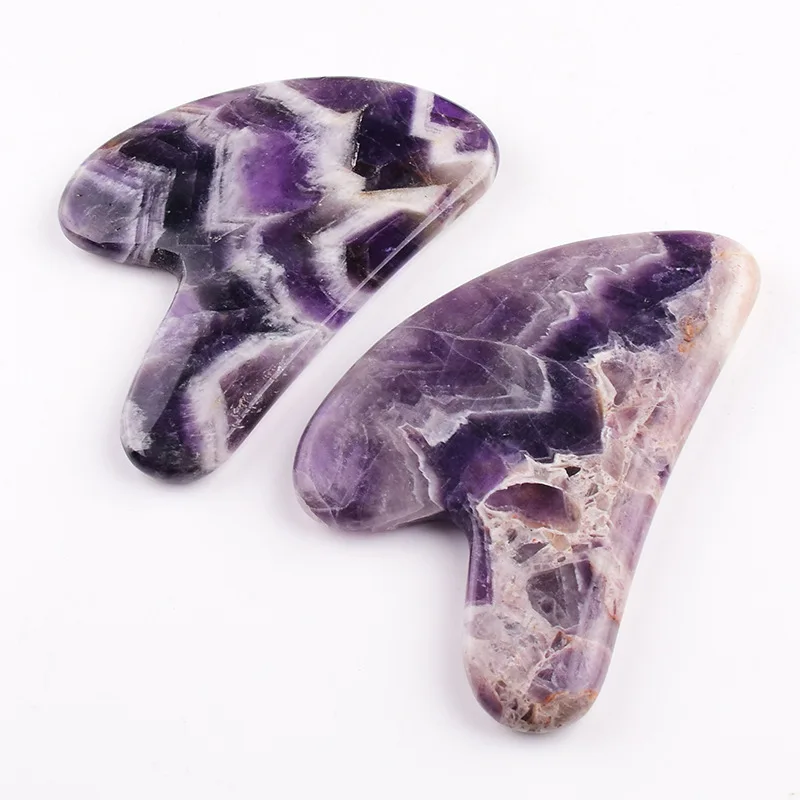 Manufacturers Direct Natural Amethyst Scraping Board Beauty Health Heart-shaped Skin Face Gua Sha Massage Tool