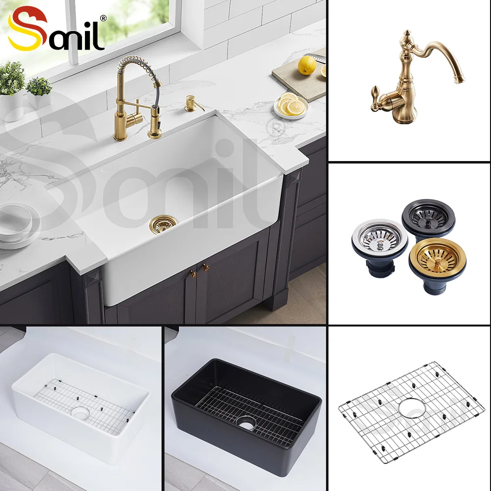 Multi-style ceramic kitchen sink single bowl fireclay farmhouse sink custom sink kitchen