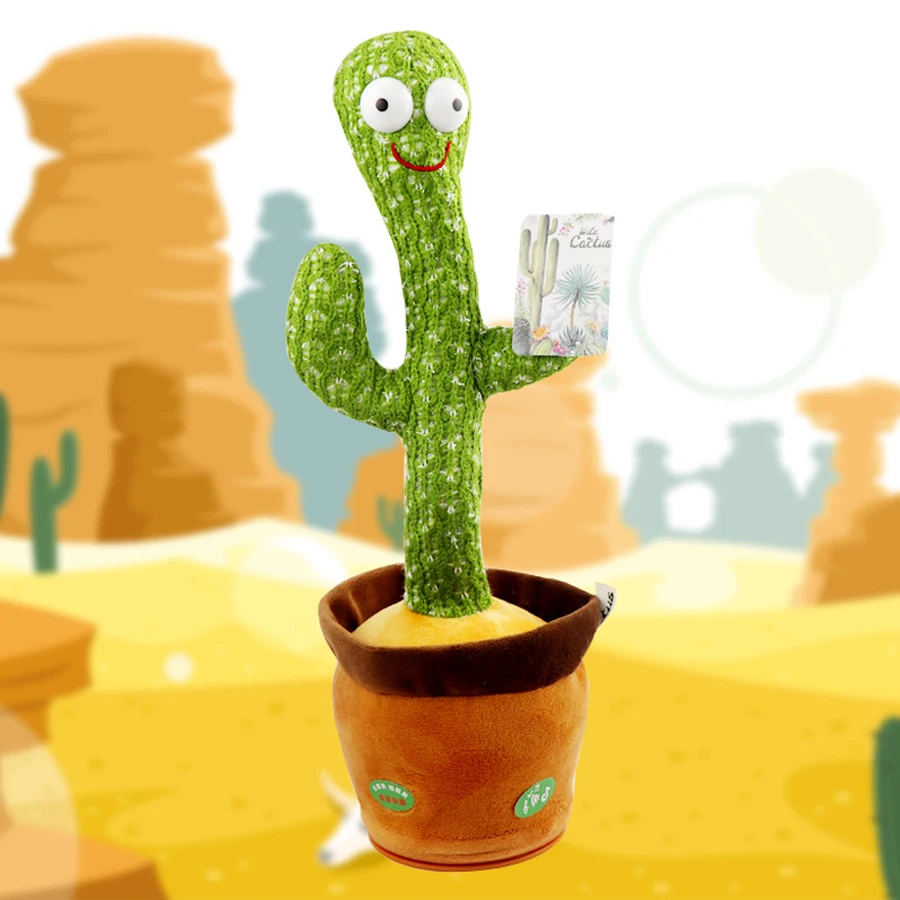 Baby songs arabic usb charging emoin singing dancing and shaking cactus twisting plush toy