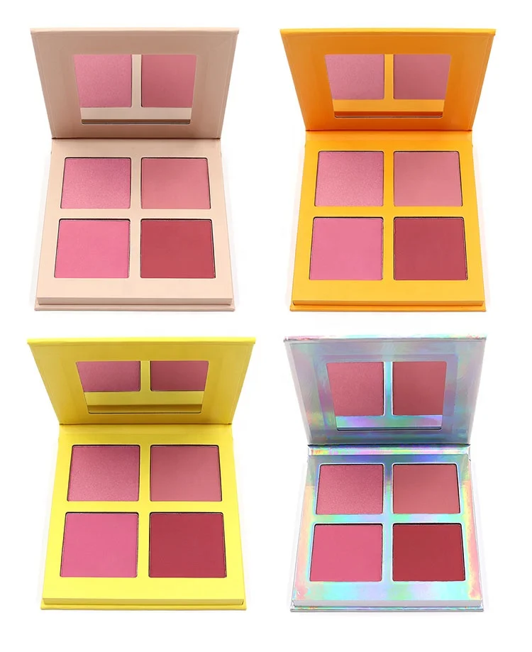 Factory OEM private label powder blusher long lasting high pigment 4 colors cosmetic makeup blush