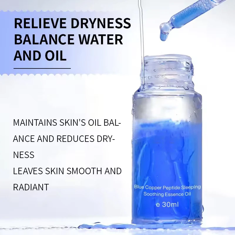 OEM 30ml 2024 Hot Selling Wholesale Skincare Products Whitening Facial stem cells Blue Copper Peptide hyaluronic acid pure serum