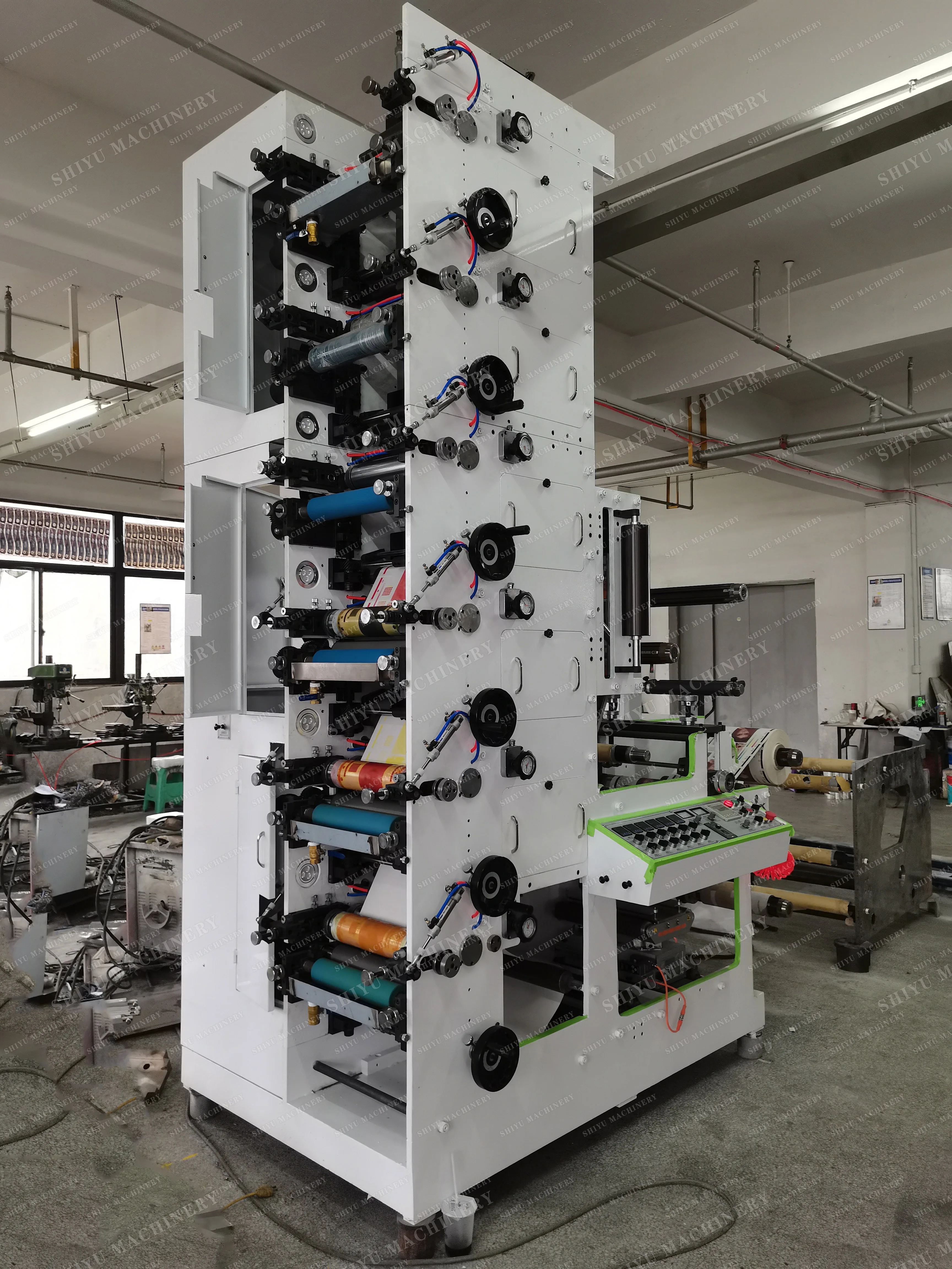 Fully Automatic Factory Price High Speed 5 6 Colors  UV plastic Film Stickers label Flexo Paper Roll Printing Machine