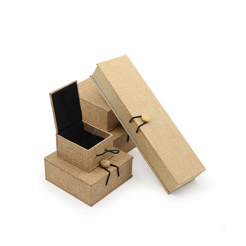 Wholesale High Quality Eco-Friendly Custom Linen Wood Jewelry Necklace Box With Logo