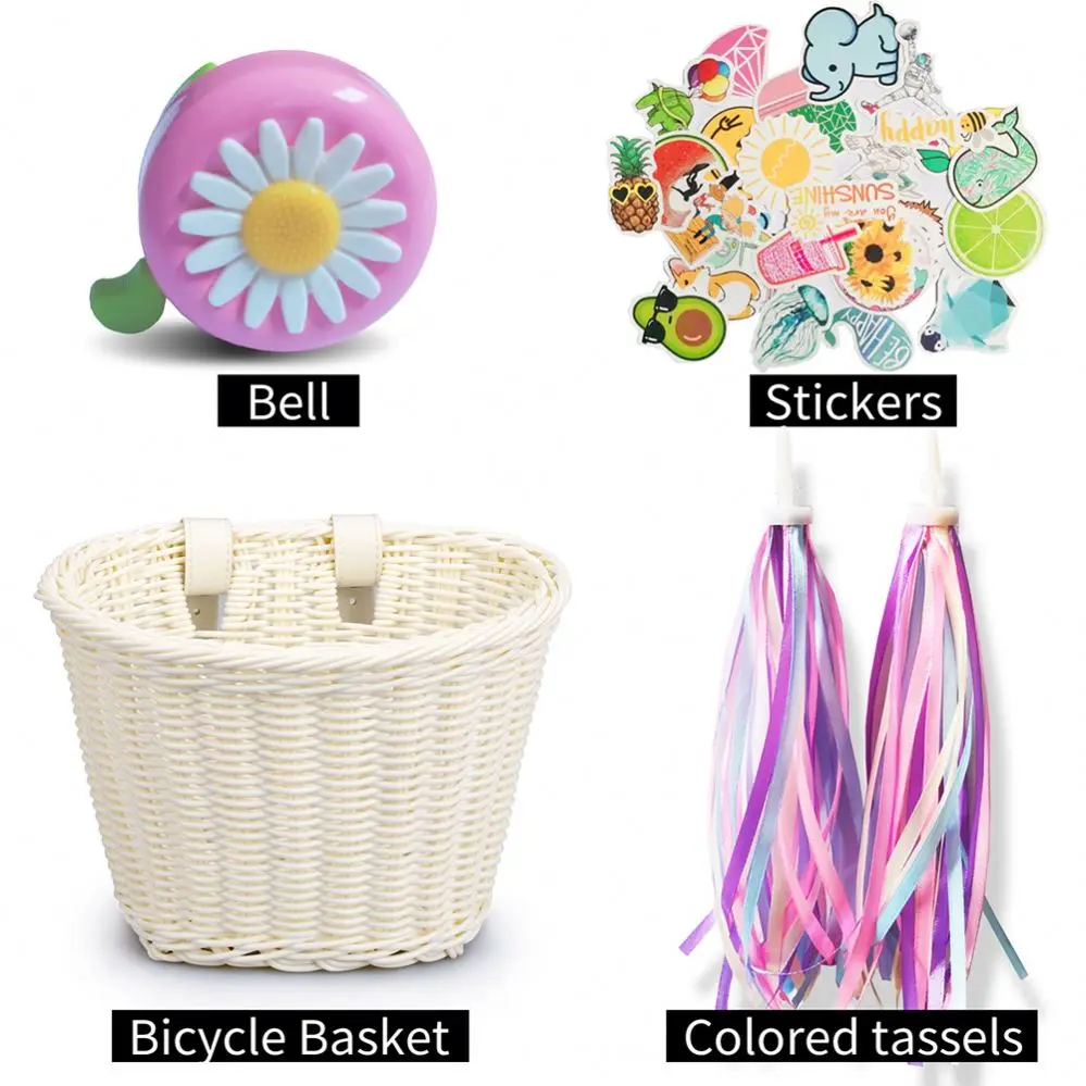 Istaride Children Woven Bicycle Basket Boys Girls Bike Wicker Basket Kids Front Handlebar Handwoven Wicker Bicycle Basket