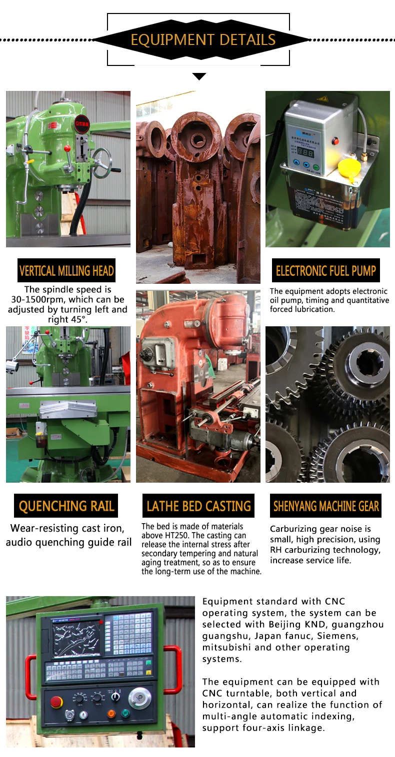 Vertical Milling Machine CNC Vertical Knee Type Milling Machine SIEMENS  FANUC CNC SystemXK5032