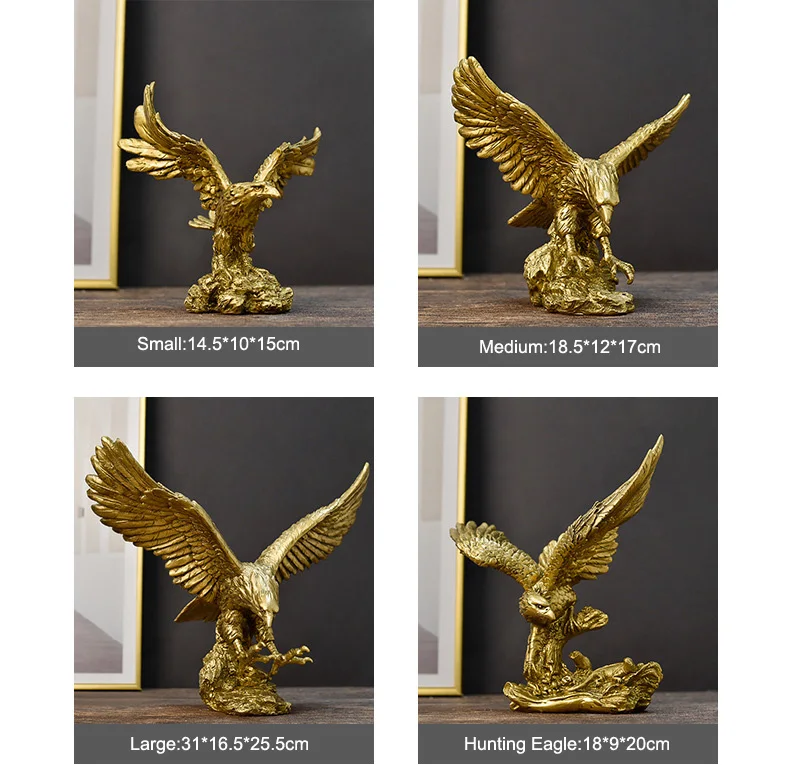 Hot Sale Resin Spreading Wings Eagle Statue Home Decoration Office Ornament Eagle Sculpture Resin Crafts Artificial Crafts