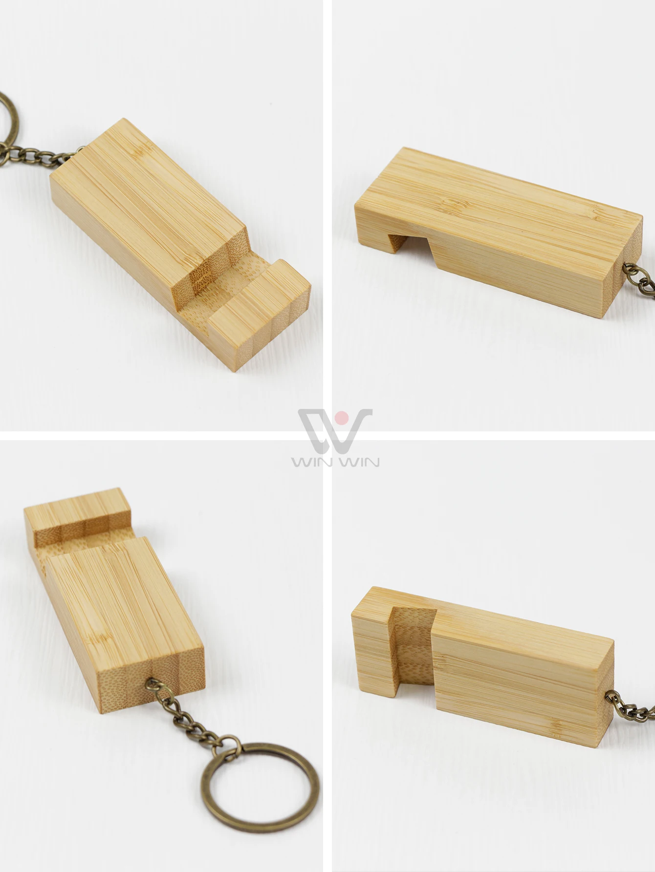 Promotional  Gift Key Chain Wood Keychain Phone Holder  Rectangle Wooden Key Ring  Cell Phone Stand Base