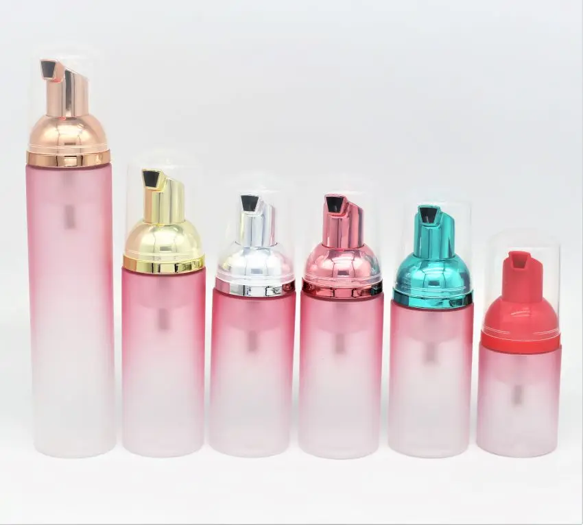 High-end custom plating various colors foam pump gold, silver, blue and green color gradient spray PET foam bottle