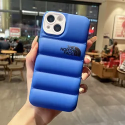 Ins Style North Face Puffier хлопковая куртка ТПУ чехол для сотового телефона iPhone 14 13 12 11 PROMAX X XS XSMAX XR 7P