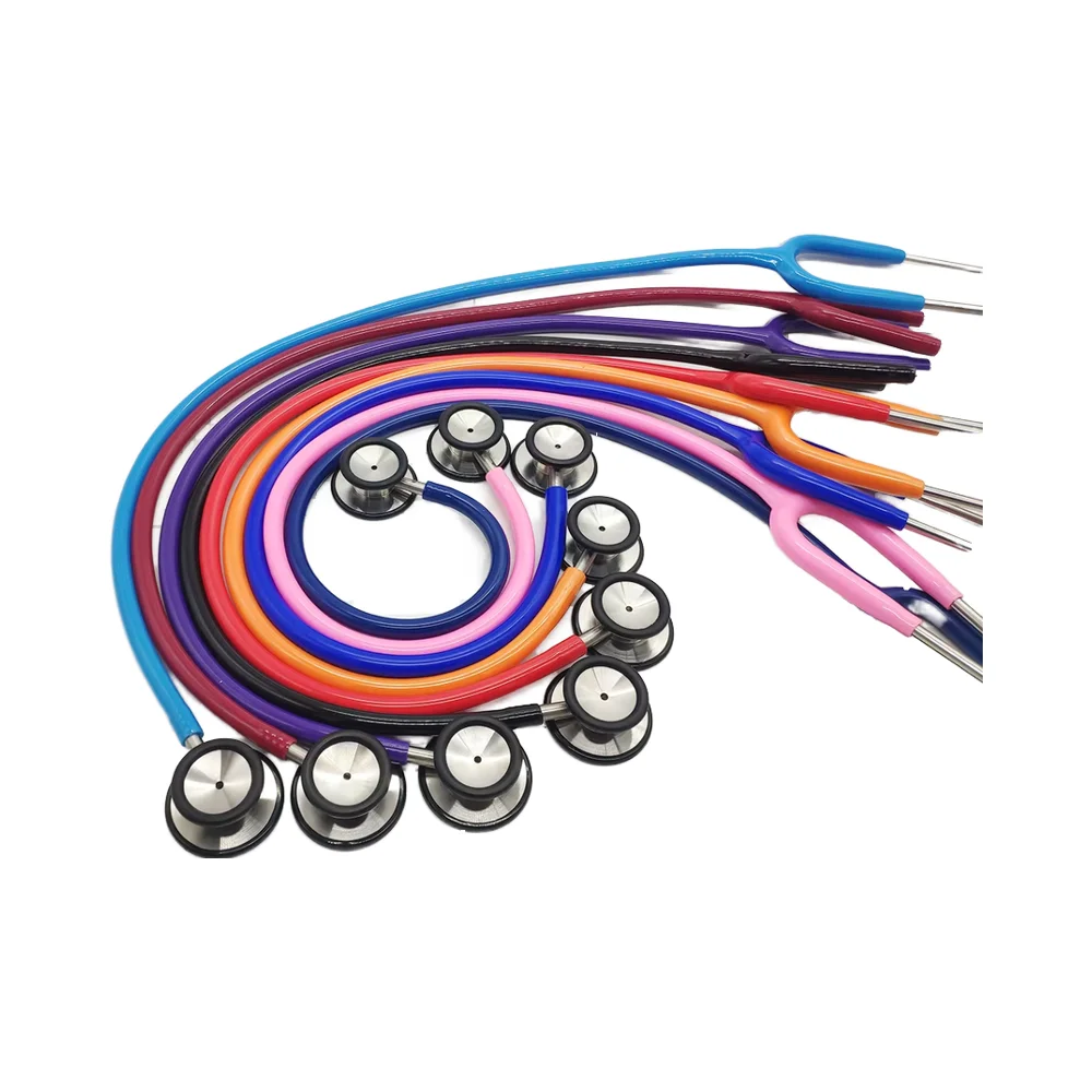 Medical  dual head cardiology stainless steel stethoscope with different color wire