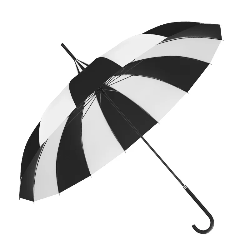 LM-C001 2024 New 22 inches * 16k hand opened 4 colors white / black striped pagoda umbrella straight umbrella
