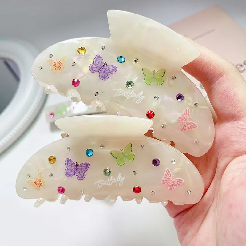 2023 Hot selling fashion colorful butterfly bling rhinestone hair clips and claws for hair accessories gift set