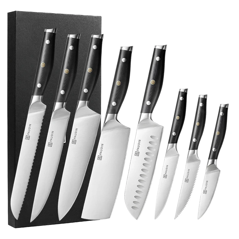 8PCS Best Selling Durable German Steel H1.4116 Blade With G10 Fiberglass Handle Kitchen Knife Chef Knife Set