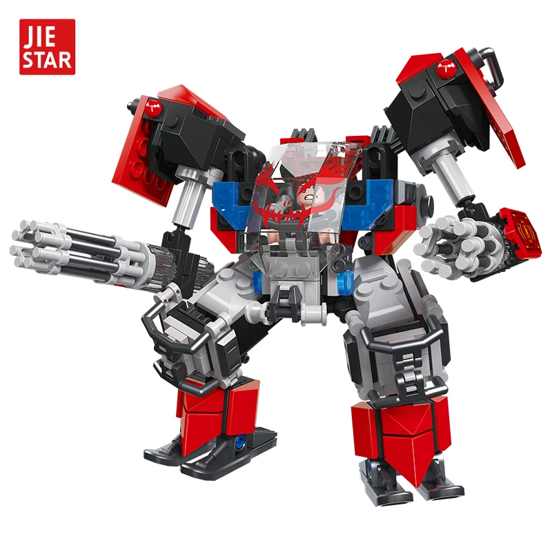 JIESTAR TOY 308 pcs boys collectable diy combat titan mecha robot moc building block brick kids birthday gift children robot toy