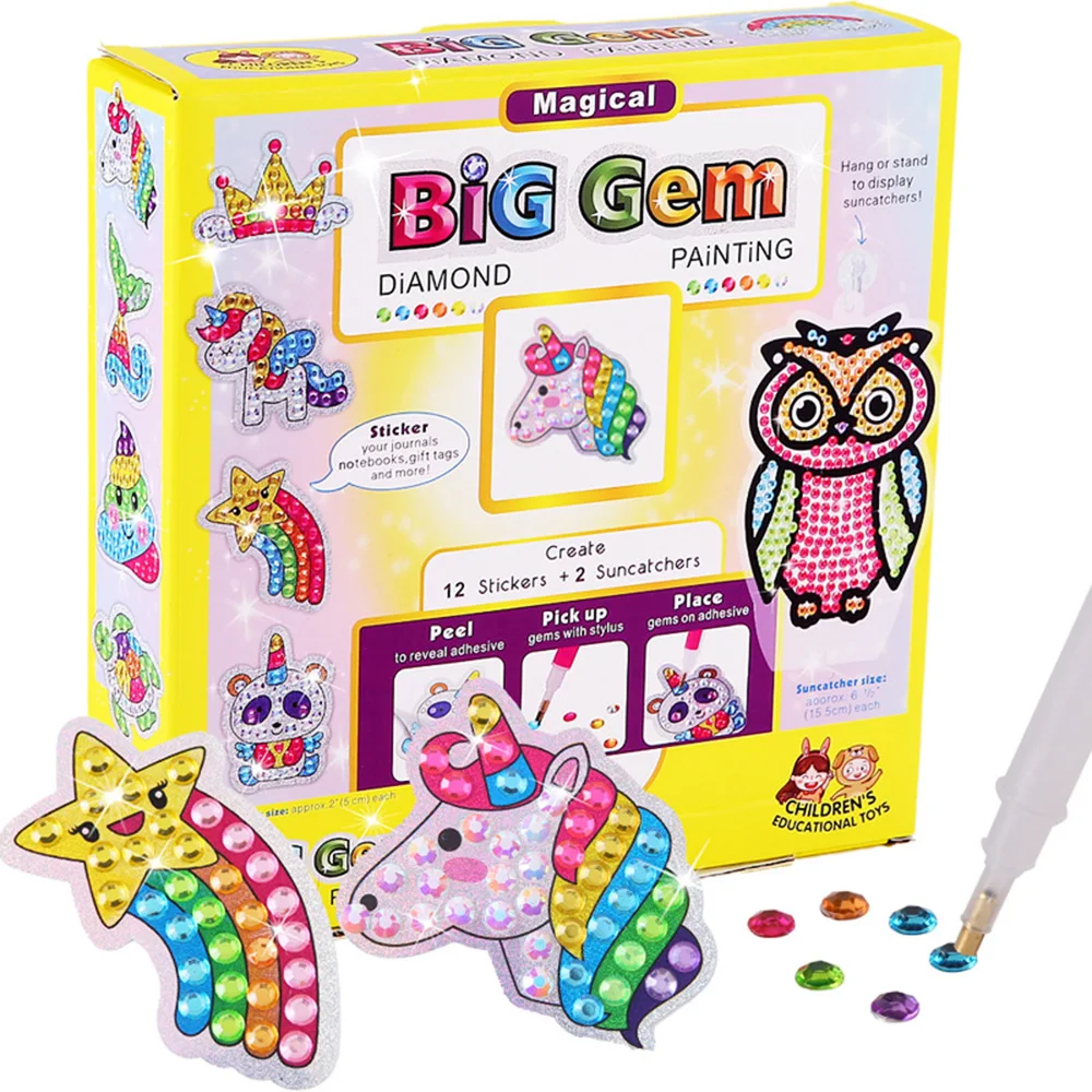 
Creativity for Kids Big Gem Diamond Painting Kit - Create Your Own Magical Stickers and Suncatchers - Diamond Art for Kids 