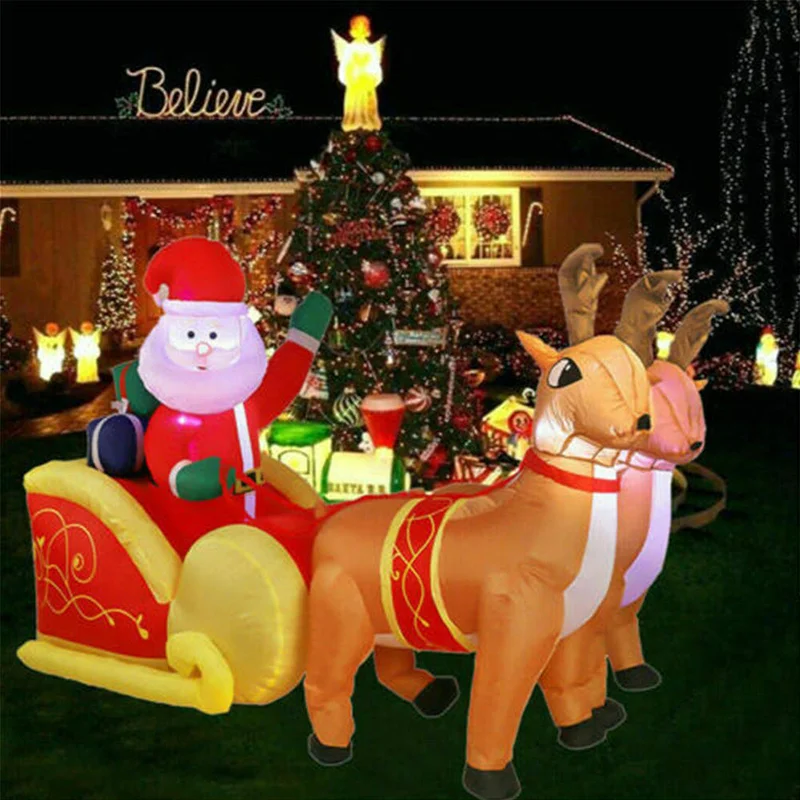 new year ornament LED luminous deer pulled the sleigh old man Santa Claus christmas inflatable moose
