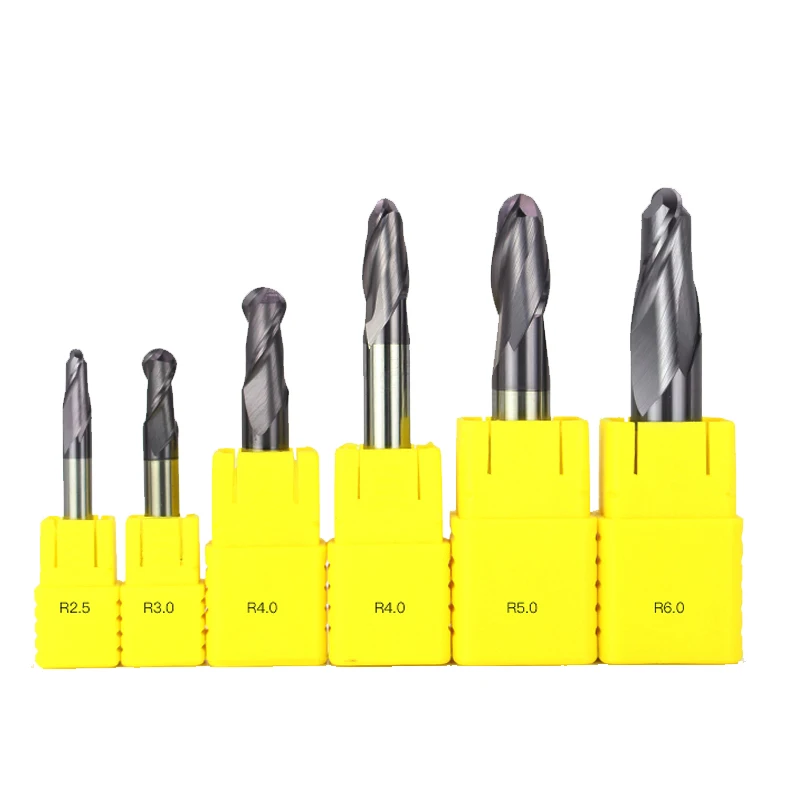 Ball Nose End Mill  Carbide Milling Ball Cutter With Nano Black Coating CNC Cutting Tools