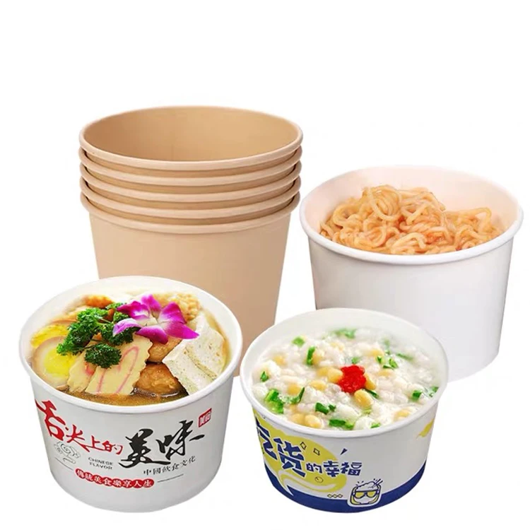 biodegradable kraft paper bag disposable black kraft paper salad bowl fast food take away boxes kraft paper tub