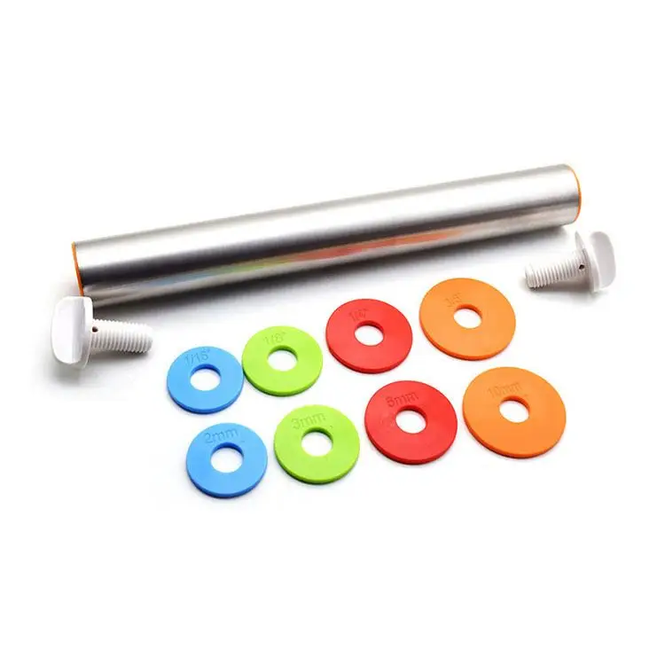 
New product ideas 2021 Home Use Stainless Steel Adjustable Rolling Pin With Measurement Gift Two Cake Molds Fine quality 