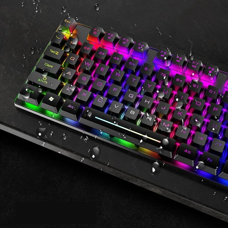  Красочные светящиеся RGB компьютерная Механическая игровая клавиатура и мышь комбо беспроводная