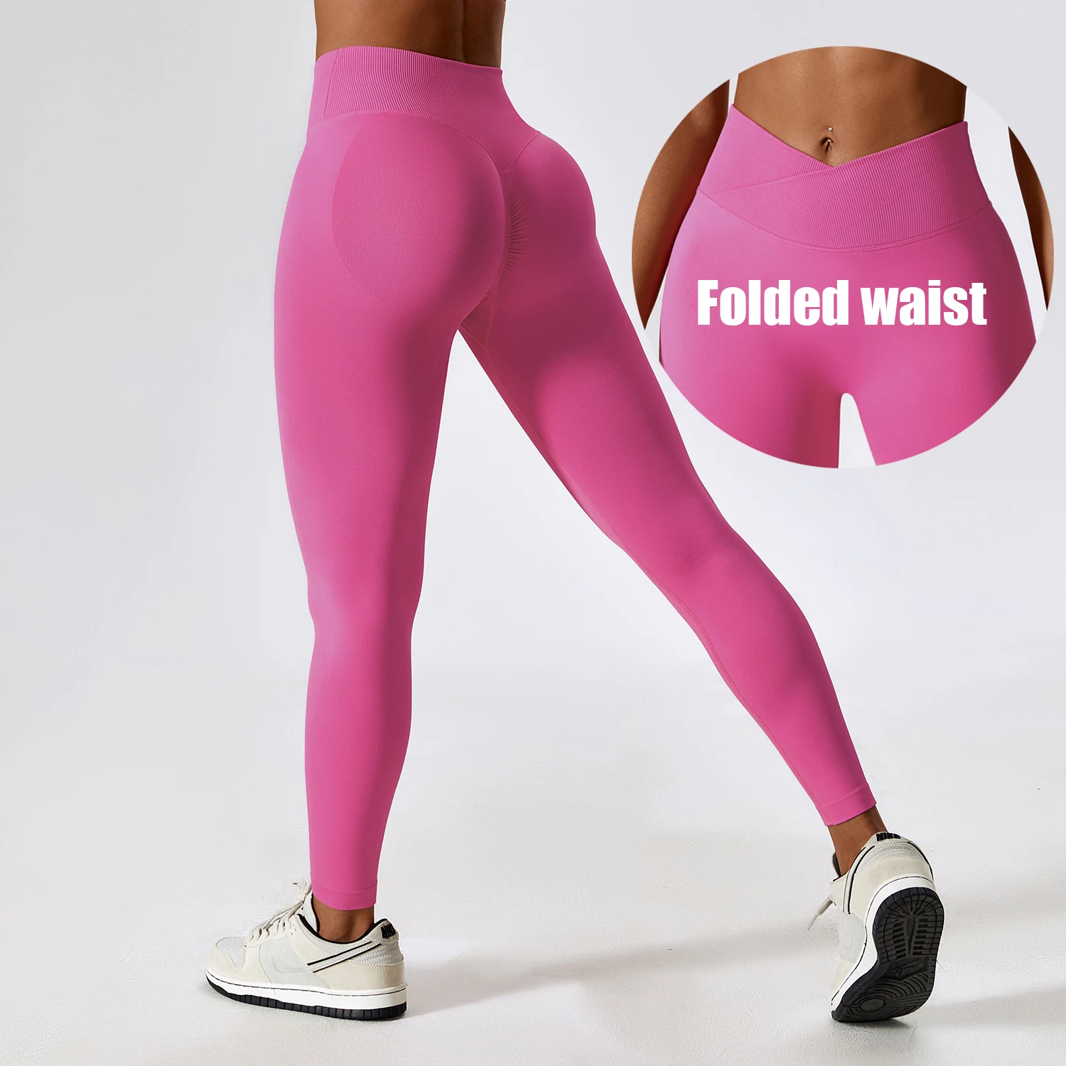 Custom Logo Buttery Soft Cross V Waist Yoga Leggings Gym Active Wear Fitness Scrunch Butt Nylon Yoga Pants V Cut Leggings