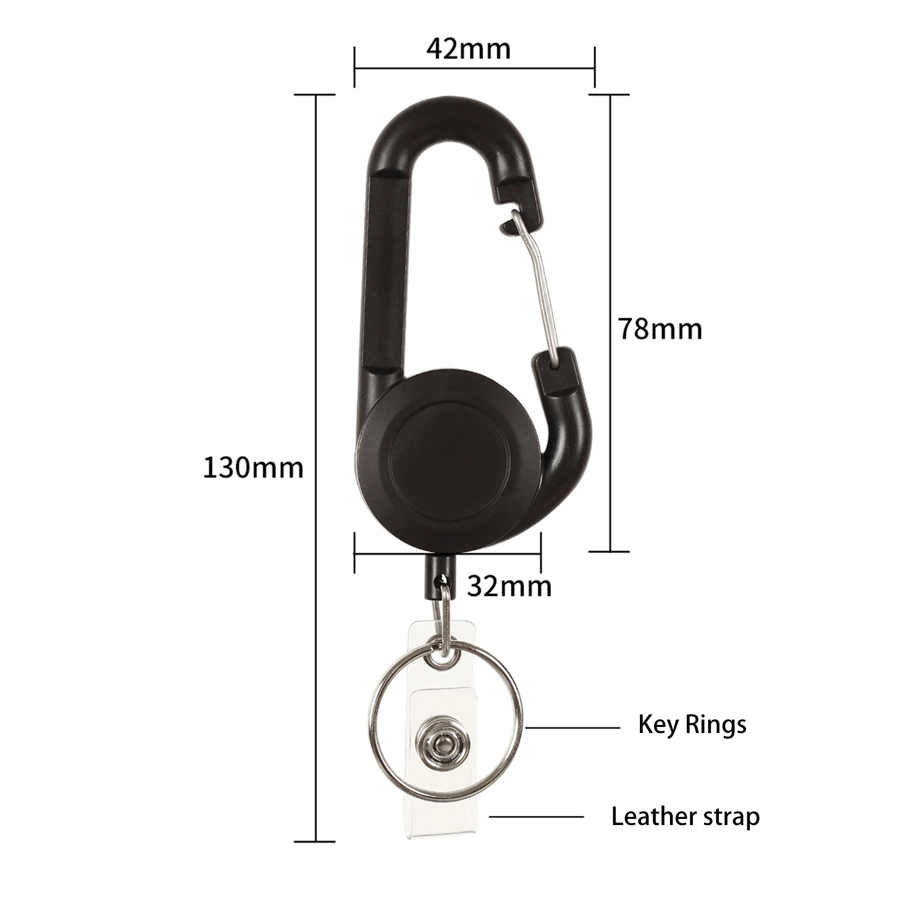 Heavy Duty Retractable Pull Id Reel Badge Lanyard Carabiner With Clip Colourful Shell String Design Keyring Retractable Keychain