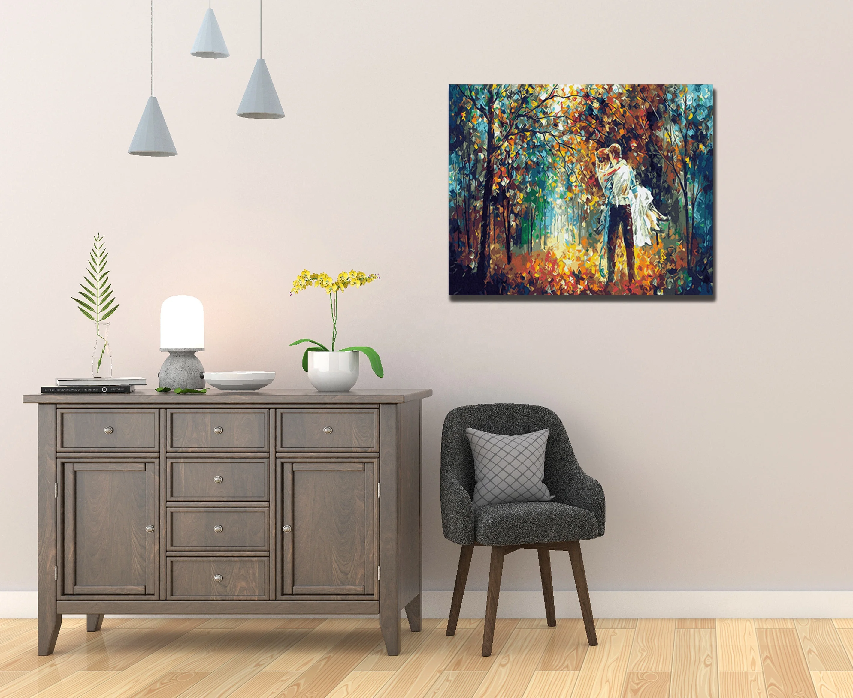 Beautiful artistic couple decoration painting, adult DIY painting by numbers, 40*50 non-fading portrait painting