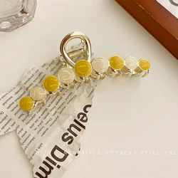 Custom new arrival round dripping glaze metal hair accessories sweet candy color shark hair claw for girls