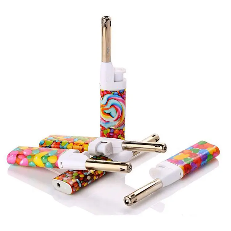 Customized Many colors BBQ gas lighter kitchen gas lighter gas refill to lighter