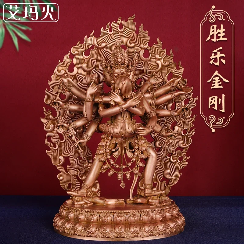Heruka Chakrasamwara со статуей йогини из красной бронзы высота 27 см тибетский Тантрический поднос украшения статуя Будды