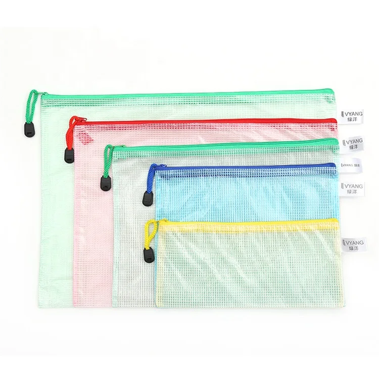 
Hot sale factory direct stationery custom size colorful mesh grid zipper bag  (62433305565)