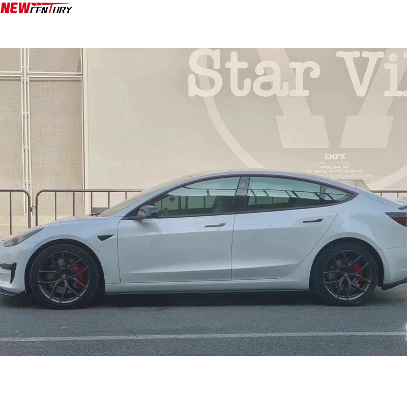 3K Carbon Fiber Kit Front Lip Spoiler Side Skirts Rear Diffuser Splitter Trunk Spoiler For Tesla Model 3 2019 2020