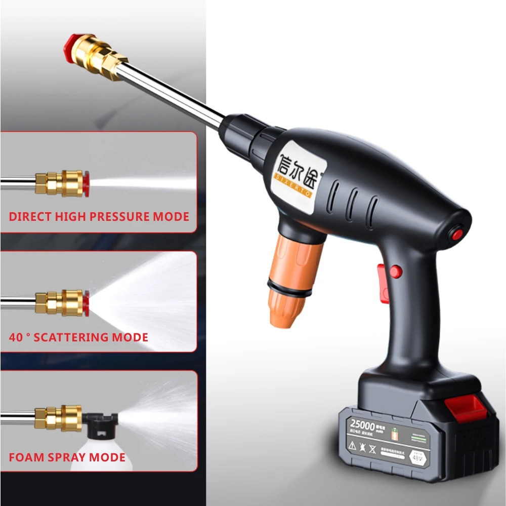 12V High-pressure Cordless Car Cleaner Li-ion 5000mAh Washing Machines Electric Car Washer Gun
