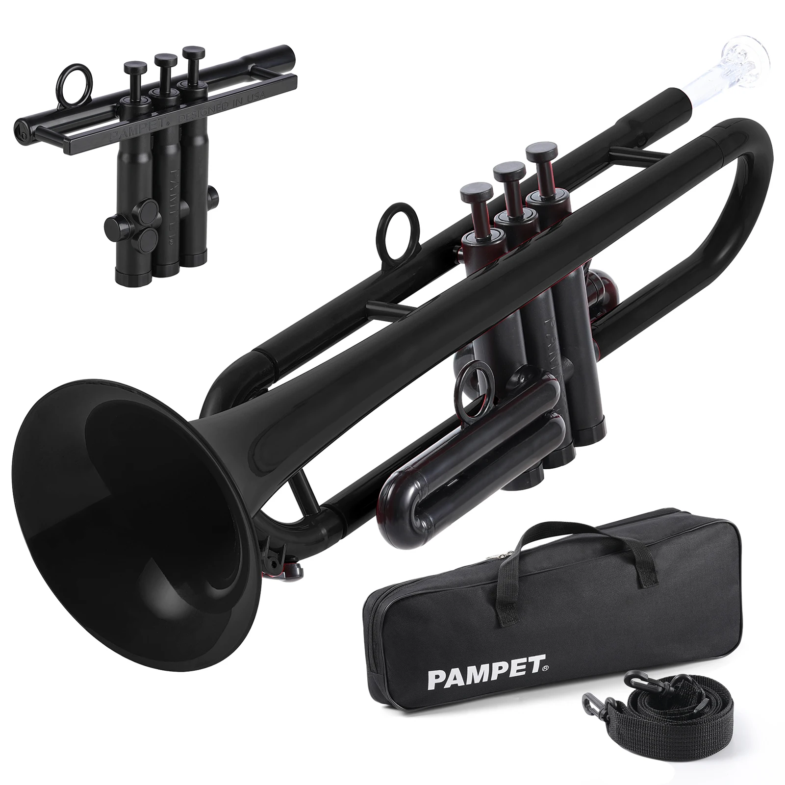 Made in China Trumpet Musical Instrument Cheap Plastic Trumpet BB Instrument Set with Carrying Bag and Finger Practice Set